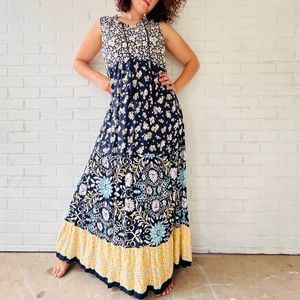 ❌SOLD NWT KAKTUS Blue Floral Tiered Dress for autumn summer spring back to schoo